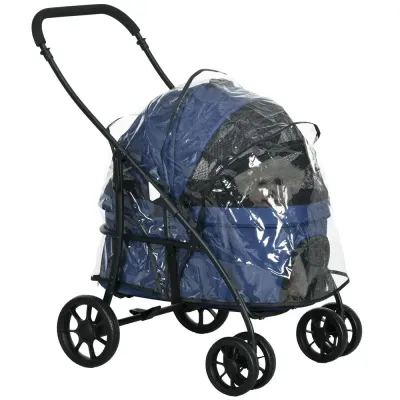Hundvagn 2-i-1 Vagn Mörkblå av Tyg 81 x 68 x 98,5 cm