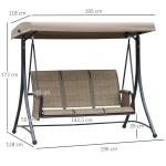 Hammock Trädgårdsgunga 3-Sits Brun av Tyg och Metall för Trädgård och Terrass Gunga med Sidficka 300 kg 196 x 128 x 172 cm