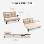 Bäddsoffa Vilstol Beige av Tyg och Trä för Vardagsrum Hopfällbar Soffa med Sängfunktion och Ryggkudde 102 x 73 x 81 cm