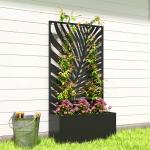 Odlingslåda med Spaljé Svart Metall för Balkong och Uteplats med Insynsskydd Robust Blomlåda 61x23x113 cm