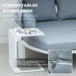 Loungegrupp med Soltak 5 Personer, Modulär Utemöbel i Konstrotting, Inkluderar Bord och Dynor för Terrass, Vit/Grå, 190 x 81 x 73 cm