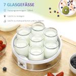 Yoghurtmaskin med 7 Glas, Rostfritt Stål, Silver + Vit, 24 x 24 x 13 cm