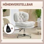 Kontorsstol utan Armstöd, Vadderad Sits, Höjdjusterbar, Krämvit