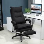 Kontorsstol med Massagefunktion, Ergonomisk Skrivbordsstol med Ligg- och Vridfunktion, Fotstöd, Svart
