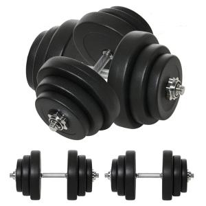 Hantelset 40 kg, 2 Metallhandtag, 12 Viktskivor, Golvvänlig, Svart