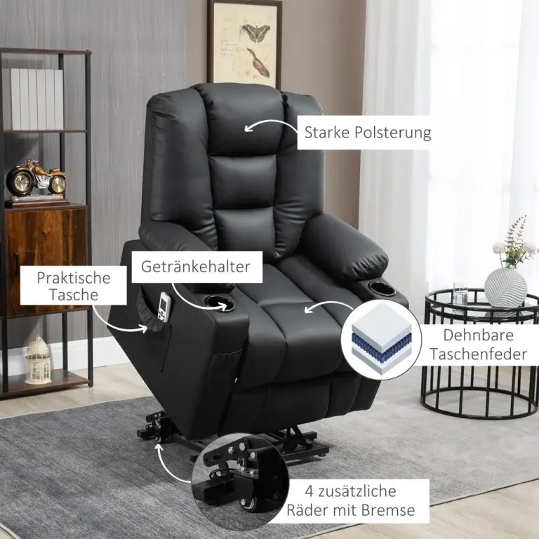 Massagestol Relaxstol Svart av Konstläder och Metall