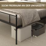 Sängram Stabil Svart Metall för Sovrum med Gavel Robust Konstruktion Upp till 300 kg för God Sömn 145 L x 211 B x 106 H cm