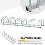 Cykelställ för 6 Cyklar, Robust Parkeringsställ för Golv eller Vägg, Väderbeständig Förvaring av Cyklar, Silver, 179 x 33 x 27 cm