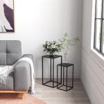Växtställ Växtpallar Svart av Metall för Trädgård och Balkong Set med 2 Blomsterställ Skandinavisk Design Stålben