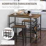 Barbordsset med 2 Barstolar 3-Delat Köksbänkbordsset Stål Natur och Svart 108 X 60 X 95 Cm
