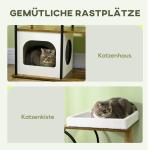 Skrapstolpe Kattträd Rustikbrun av Sisal och Trä för Katter 118,5 cm Hög Klösmöbel med Grottbädd och Skrapmatta