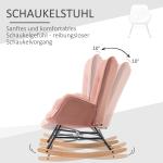 Amningsstol med Gungfunktion, Bekväm Gungstol i Rosa Sammet, Ergonomisk Fåtölj för Sovrum och Barnrum, Rosa, 84 x 70 x 96 cm