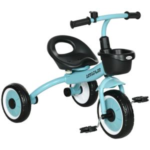Trehjuling Barncykel Flerfärgad av Metall och Plast för Barn 2-5 År med Justerbar Sits Korg och Klocka Stabil Balanscykel Säker