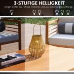 Sollampa Trädgårdslampa Natur av Bambu för Trädgård och Terrass USB Uppladdningsbar med Handtag 3 Ljusa Färger IP44