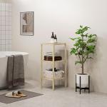Badrumshylla Stående Hylla Natur av Bambu för Badrum Hylla med 3 Våningar och Fotplatta 33 x 31 x 78 cm