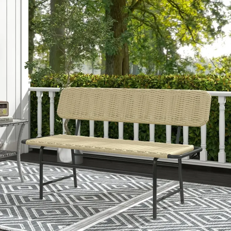 Trädgårdsbänk i Konstrotting för 2 Personer 132 cm, Khaki