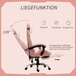 Ergonomisk Gamingstol i Rosa, Bekväm Datorstol med Nackstöd och Svankkudde, Justerbar Snurrstol för Spel och Arbete, Rosa/Vit