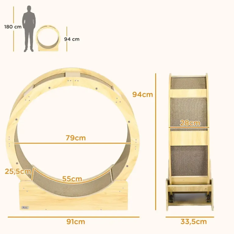 Katthjul Träningshjul Natur av Ek och Sisal 91 cm