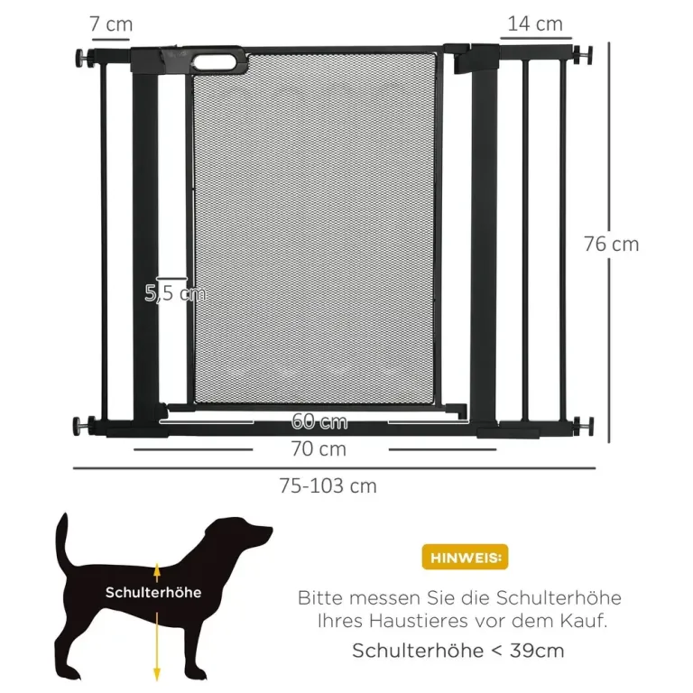 Hundgrind Svart av Stål för Barn 75-103 cm