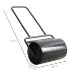 Gräsmattrulle med U-Handtag 32 Cm Diameter 38 L Vatten eller 62 Kg Sand Metall Svart 57 X 32,5 X 107 Cm