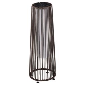 Solcellslampa i Rotting-Look, Dekorativ Trädgårdslampa med LED, Vattentät Utomhusbelysning, Brun, 21,5 x 21,5 x 61 cm
