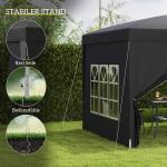 Lusthus Paviljong Pop-Up Partytält Svart av Polyester och Metall för Trädgård och Camping Vattentåligt Gazebo med UV-Skydd 3 x 3 m