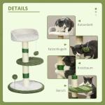 Skrapstolpe Kattträd Grön av Sisal och Plysch för Små Katter med Liggyta och Lekboll Litet Klösträd Kompakt Design 64 cm