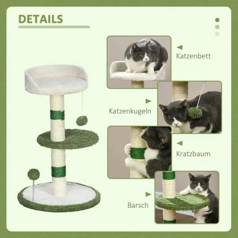 Klösträd Grön av Sisal och Plysch för Små 64 cm