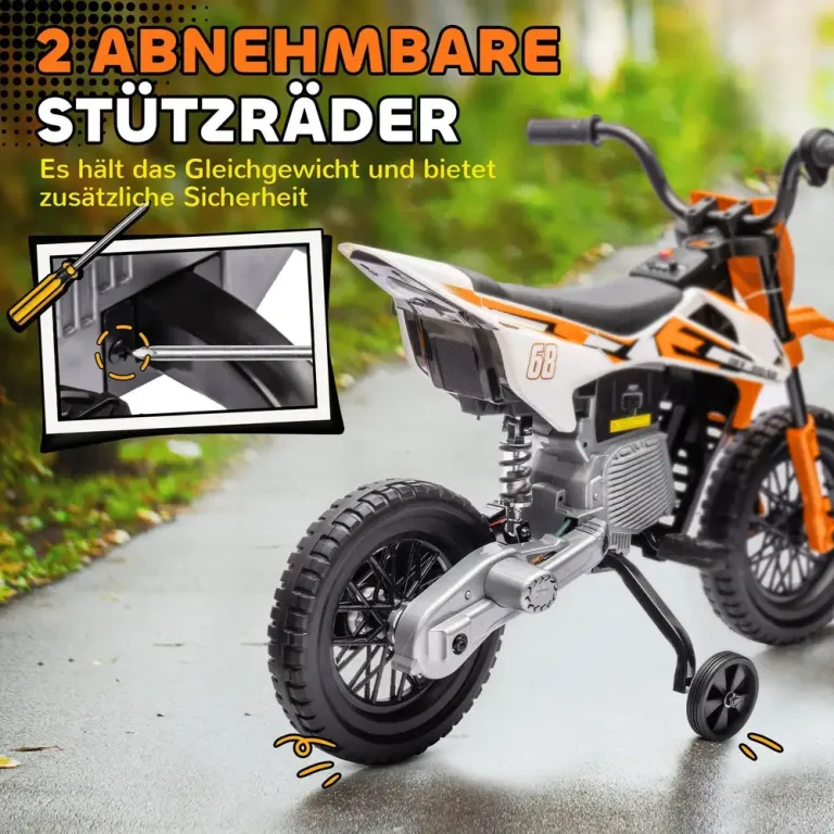 Elmotorcykel Barnmotorcykel Orange av Plast och Metall