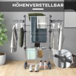 Klädluftare Torktorn Grå av Stål och Plast för Tvätt 3 Nivåer Hopfällbar Stativtork med Hjul och Sidovingar Praktisk