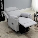 Elektrisk TV-Stol med Uppresningshjälp, Bekväm Relaxfåtölj i Linnetyg, Justerbar Liggfunktion för Seniorer, Ljusgrå, 83 x 89 x 102 cm