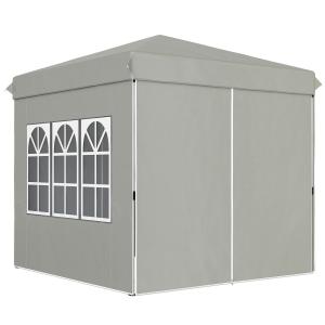 Lusthus Paviljong Pop-Up Partytält Ljusgrå av Polyester och Metall för Trädgård och Camping Vintertätt Tält 2,5 x 2,5 m