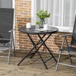 Runt Hopfällbart Trädgårdsbord, Praktiskt Matbord i Trälook, Smidigt Extrabord för Balkong, Mörkgrå, 80 cm