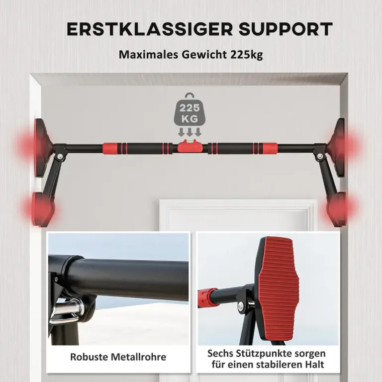 Dörrtrapets och Chinsstång 80–110 cm, Svart och Röd