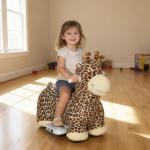 Åkdjur Giraff Elektrisk Brun Plysch och Metall för Barn 1,5–5 År Batteridriven Leksak med Musik och Pedaler Tvättbar Klädsel