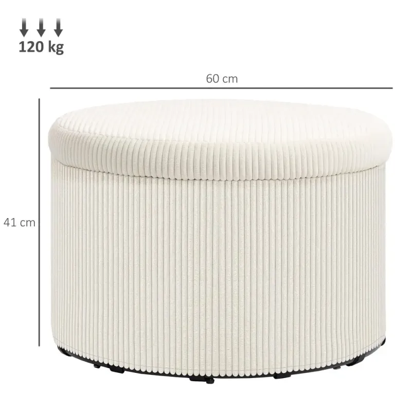 Pall Fotpall med Förvaringsutrymme Beige 60 x 60 x 41 cm