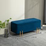Bänk Förvaringsbänk Mörkblå av Tyg och Gummiträ för Hall och Sovrum Stoppad Bröstbänk med Förvaring 100 x 40 x 42 cm