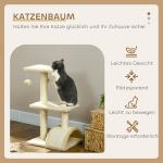 Kattträd 72 cm med Plyschbollar, Sisalstolpar, Plattform och Skrapbräda, Krämvit