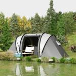 Campingtält Tunneltält för 4-5 Personer Blå av Polyester för Camping och Resor Vattenavvisande Familjetält med 3 Rum 3000 mm