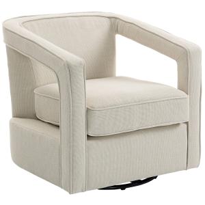 Loungestol Roterbar Beige Tyg för Vardagsrum Modern Fåtölj 360 Grader med Armstöd och Ryggstöd Bekväm och Stabil 77 × 75 × 72 cm