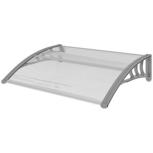 Skydd Ytterdörrstak Välvt Skärmtak Silver av Aluminium och Polykarbonat för Balkong Solskydd och Regnskydd 100 x 75 cm