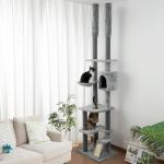 Klösträd Takhög Grå av Sisal och Plysch för Katter Skrapstolpe med Kattgrotta och Korg 225-255 cm