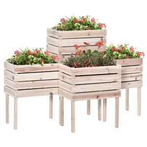 Odlingslåda Hållbar Natur Massivträ för Växter och Blommor i Trädgården Väderbeständig Design för Odling av Grönsaker 50 cm x 30 cm x 60 cm