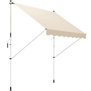 Vikarmsmarkis med Klämfäste Justerbart Solskydd för Balkong och Fönster utan Borrning Aluminium Beige 300 X 150 Cm