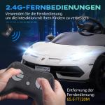 Licensierad Lamborghini Aventador Barnelbil, Gullwing-dörrar, Musik, Horn, för 3–5 År, Vit
