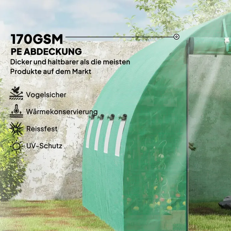 Växthus Filmtunnel 8 Fönster Grön av PE 4 x 3 x 2 m