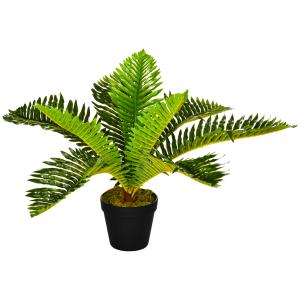 Konstgjord Tropisk Palm med Planteringskärl, Grön + Svart, 50 cm