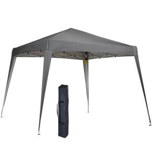 Hopfällbar Pop-up Paviljong, Portabelt Partytält med UV-Skydd och Väska, Enkel Montering för Trädgårdsfest, Stålgrå, 2,4 x 2,4 m