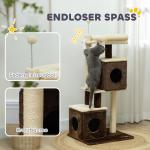Skrapstolpe Kattträd Mörkbrun av Sisal och Plysch för Katter upp till 5 kg med Kattgrotta och Säng 107 cm
