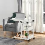 Sidobord med Hjul, Höjdjusterbart, 2 Hyllplan, Metallstomme, 80 x 40 x 72–82 cm, Vit